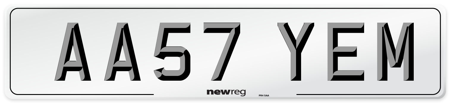 AA57 YEM Number Plate from New Reg
